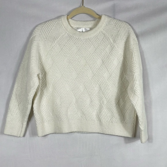 Tradlands Sweater Size M Ivory Crewneck Basket Weave Pattern - Picture 1 of 10